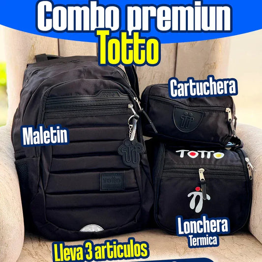 🔥COMBO PREMIUM TOTTO - TRIO PRECIO DE LIQUIDACIÓN 3x1🔥 LLEVA 3 ARTICULOS MALETIN, CARTUCHERA Y LONCHERA TERMICA
