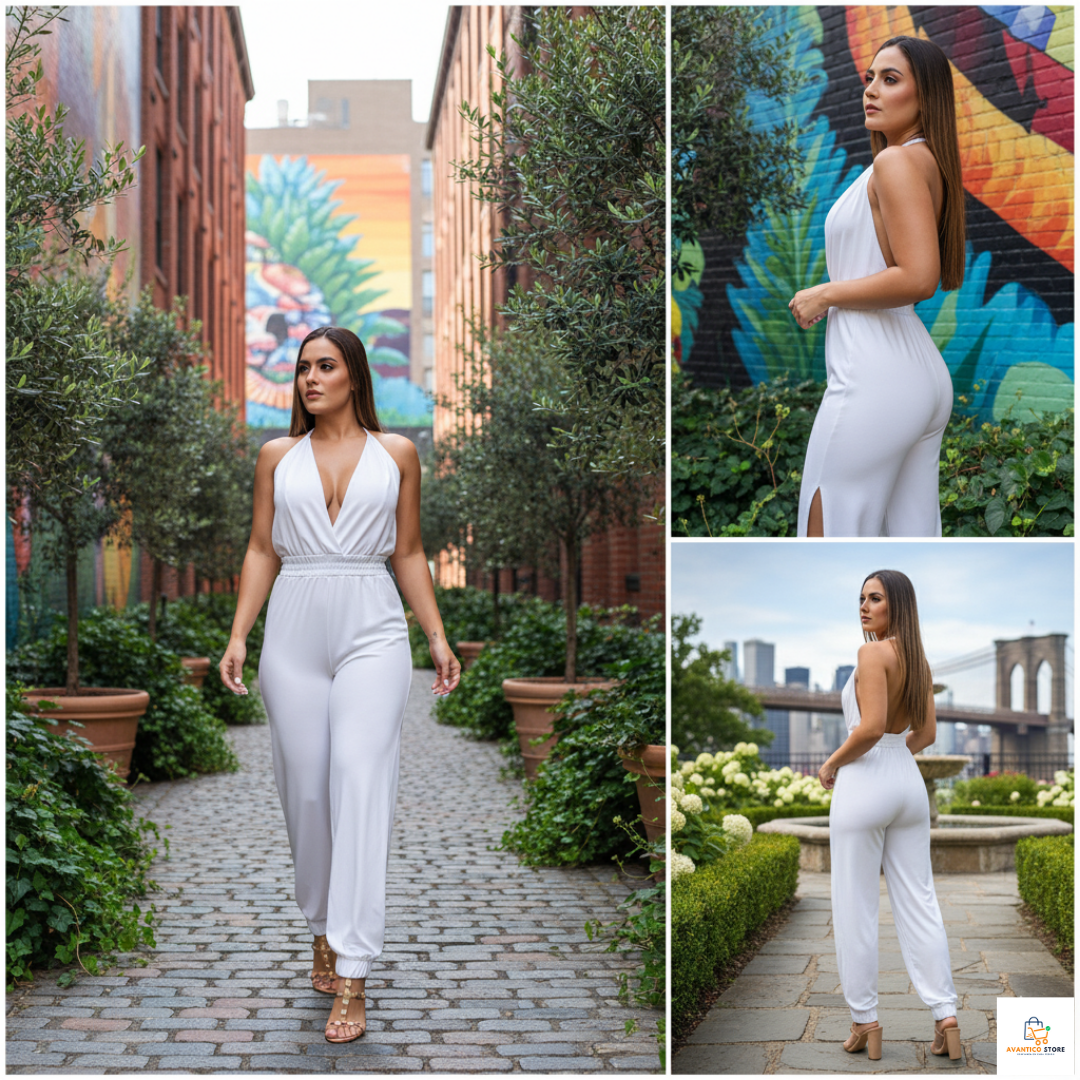 Enterizo ICONIC  –  Escote profundo, espalda descubierta y abertura lateral en las piernas - Elegancia y Comodidad con 40% de Descuento 🔥